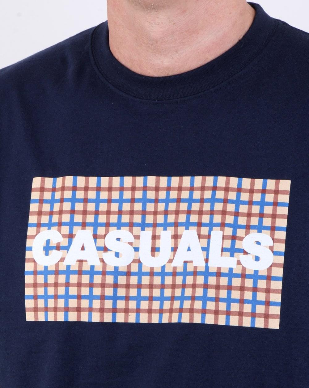 80s Casual Classics Casual Check T Shirt Navy - Image 2