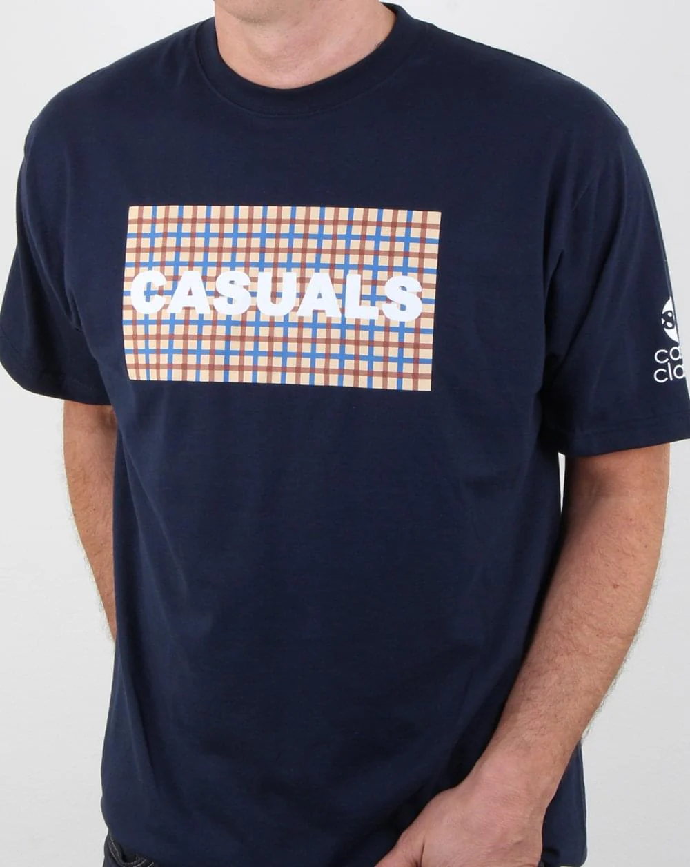80s Casual Classics Casual Check T Shirt Navy - Image 3