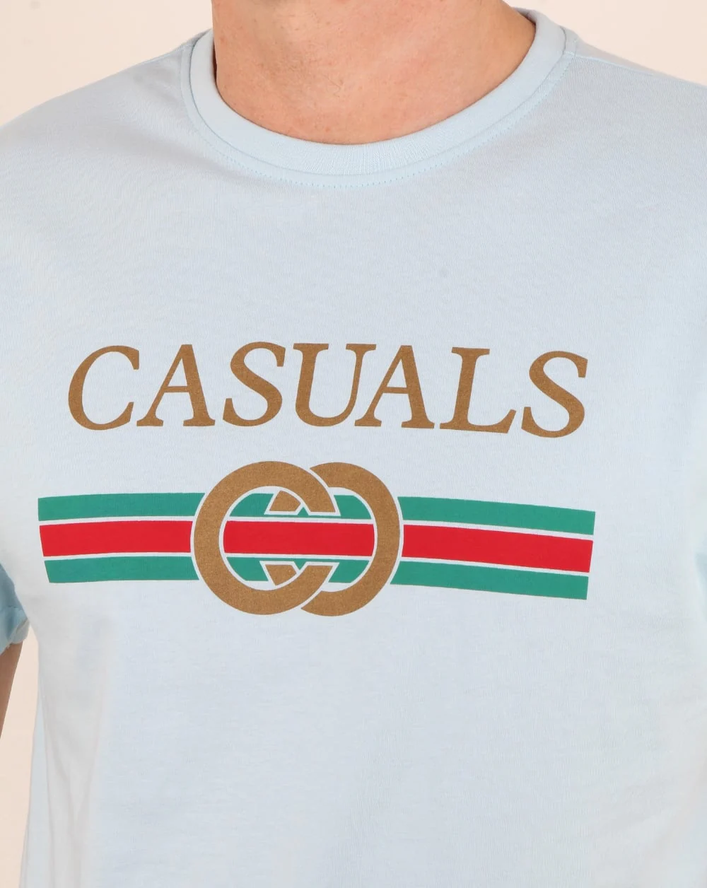 80s Casual Classics Designer Casual T Shirt Sky Blue - Image 2