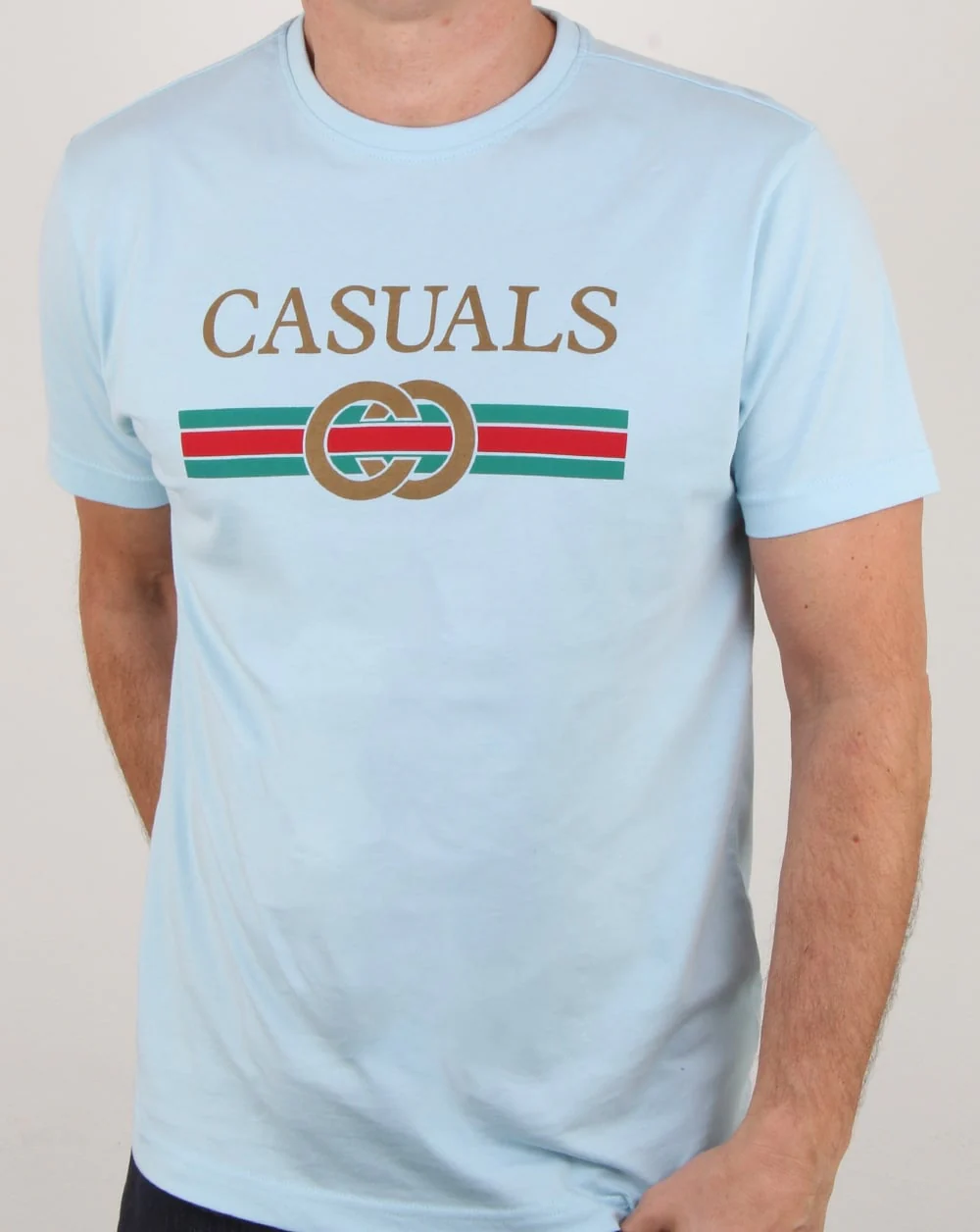 80s Casual Classics Designer Casual T Shirt Sky Blue - Image 3