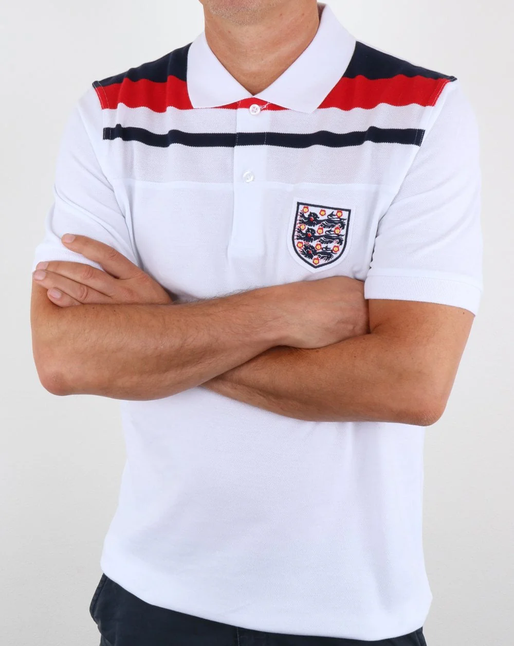 80s Casual Classics England 1982 Polo Shirt White - Image 3