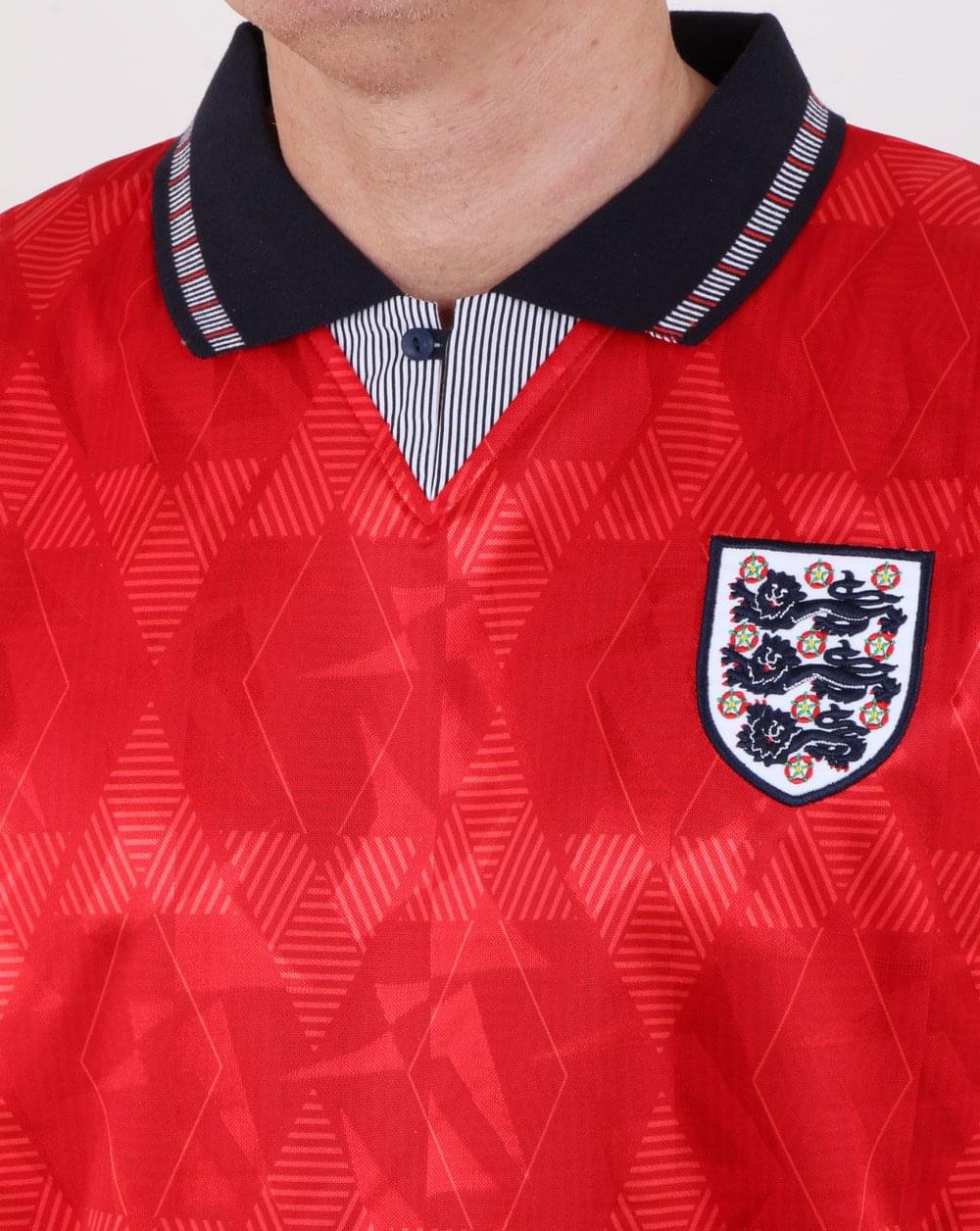 80s Casual Classics England 1990 Away Retro Shirt Red - Image 2
