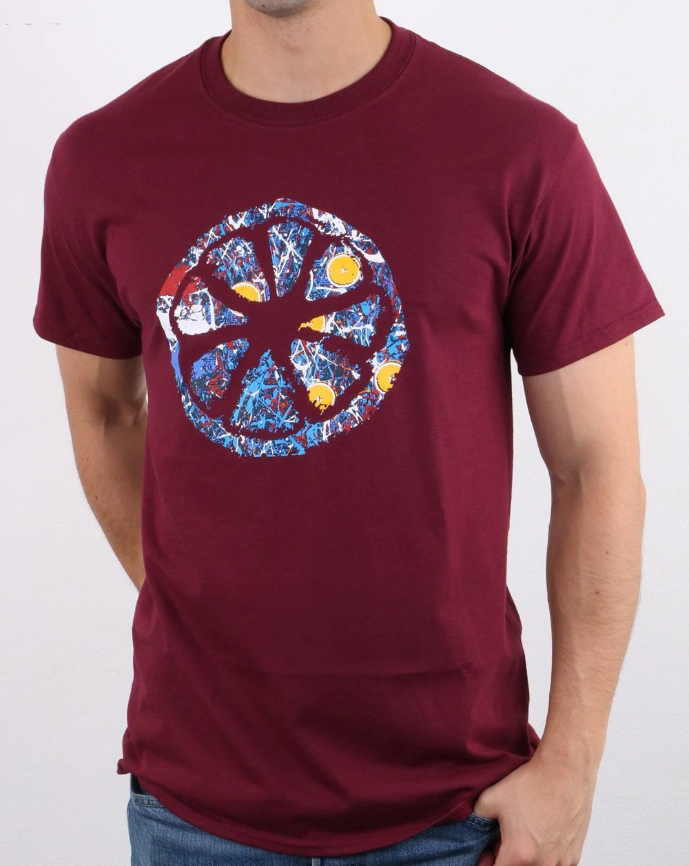 80s Casual Classics Jackson Pollock No.5 T-shirt Claret - Image 2