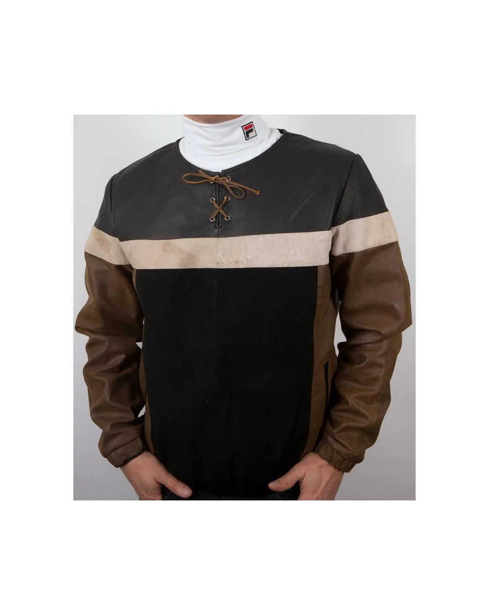 80s Casual Classics Patchwork Leather Jacket - Suede And Leather Brown