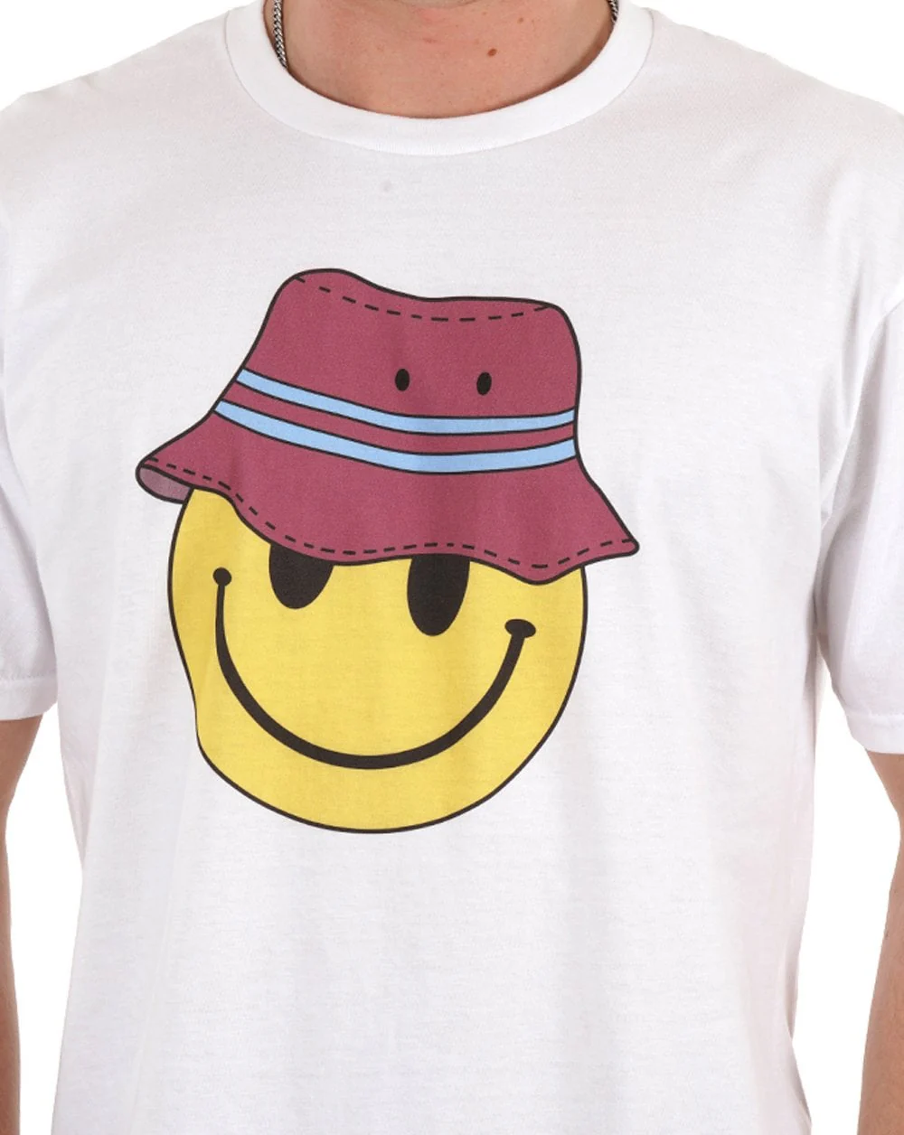 80s Casual Classics Smiley Casual T Shirt White/Claret/Blue - Image 2