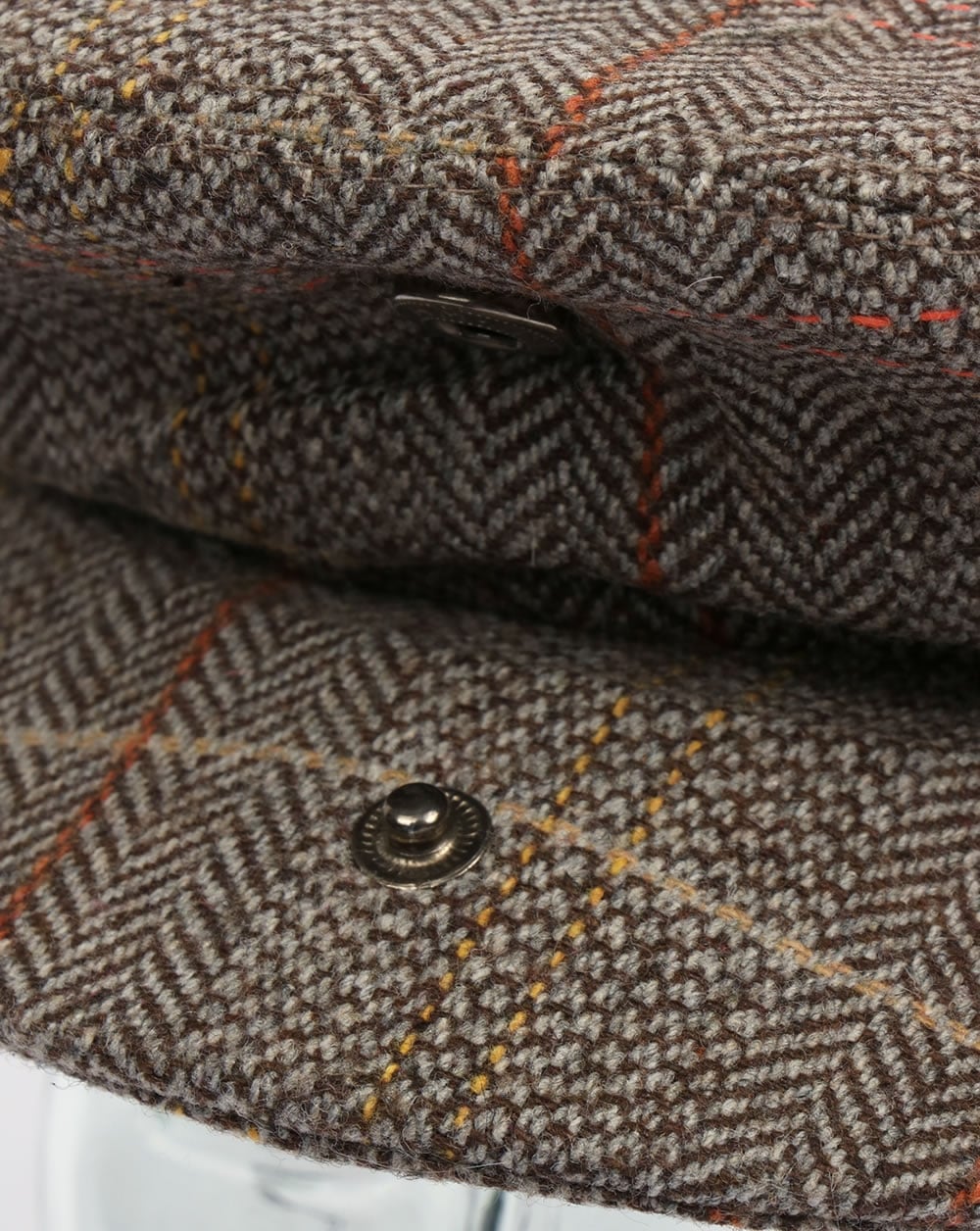 80s Casual Classics Tweed Flat Cap Brown/Grey - Image 3
