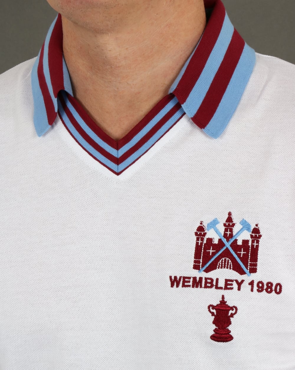 80s Casual Classics West Ham 1980 FA Cup Final Retro Football Shirt White - Image 2