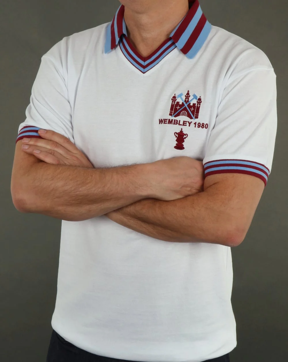 80s Casual Classics West Ham 1980 FA Cup Final Retro Football Shirt White - Image 3