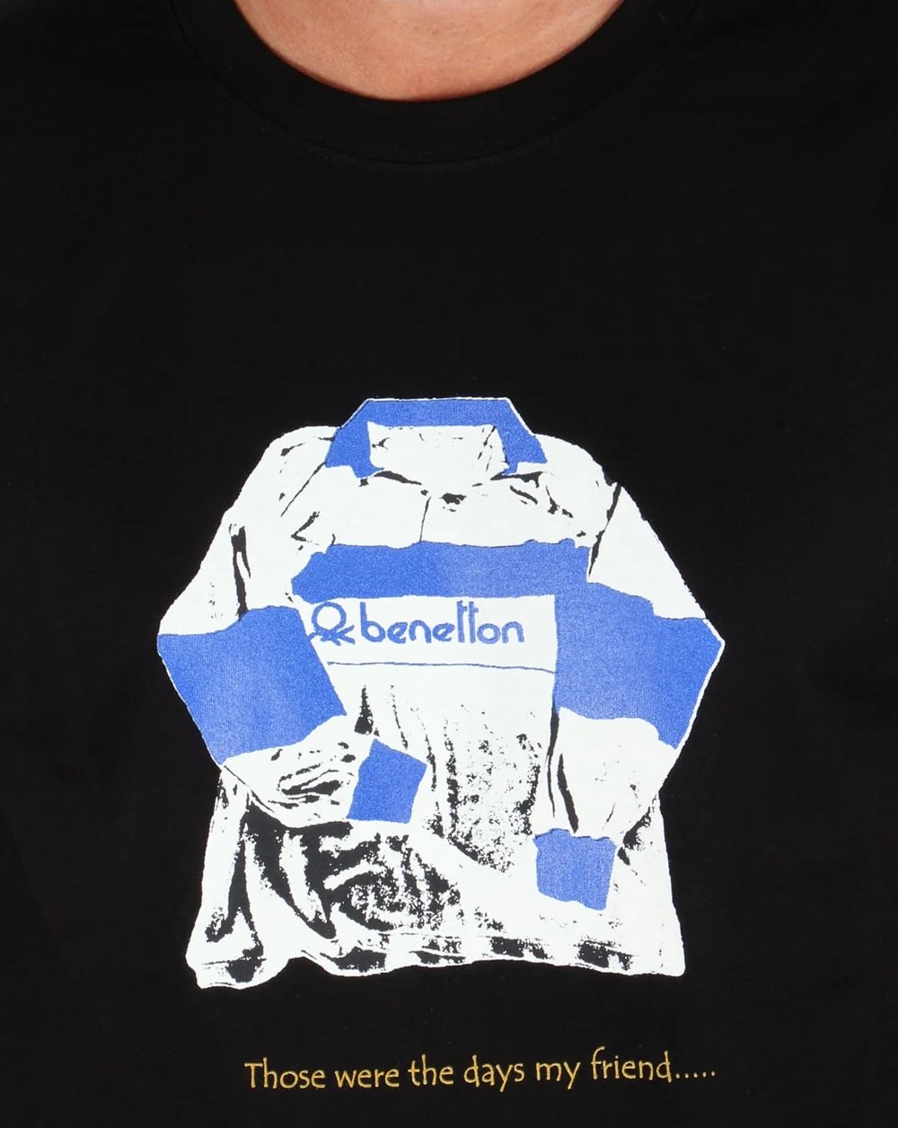 80s Casuals Benetton Rugby Print T-shirt Black - Image 2