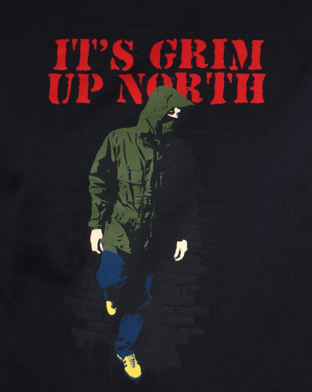 80s Casuals Its Grim Up North T-shirt Black - Image 2