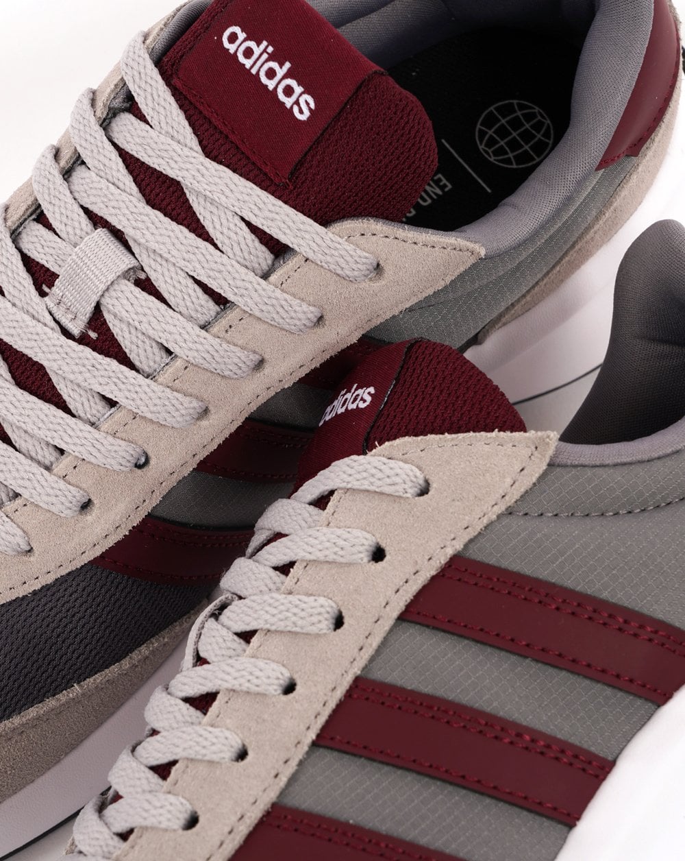 Adidas 70s Run Trainers Grey Burgundy - Image 3