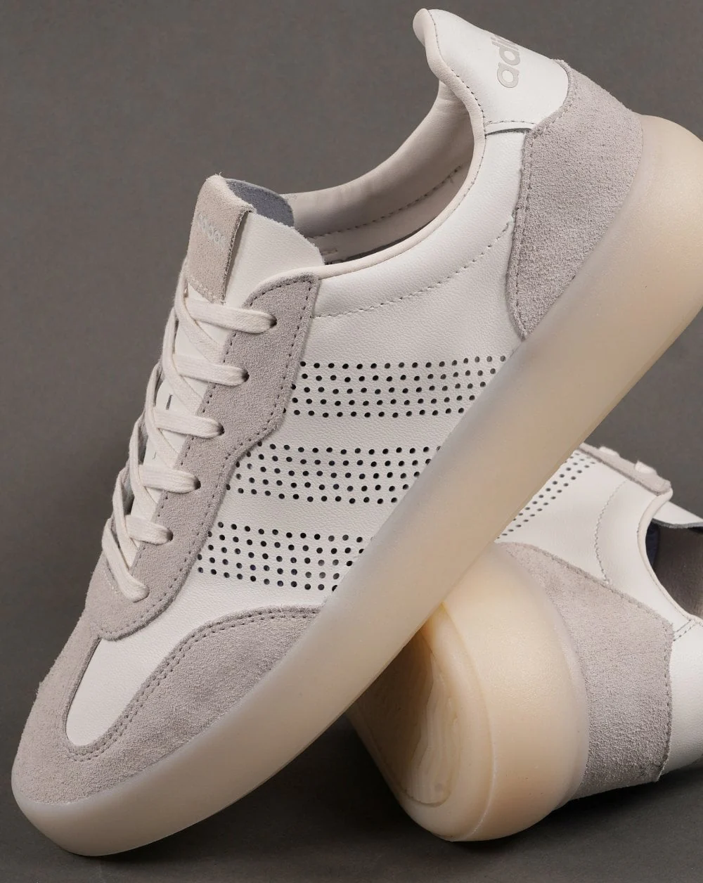Adidas Barreda Leather Trainers White/ Grey ice sole