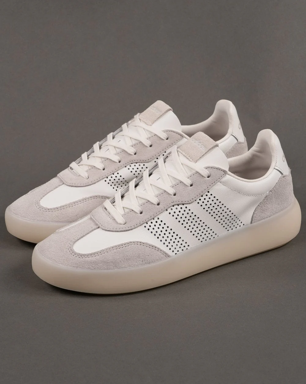 Adidas Barreda Leather Trainers White/ Grey ice sole - Image 2