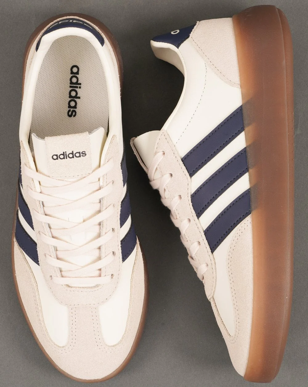 Adidas Barreda Lux Trainers Off White Navy Leather - Image 4