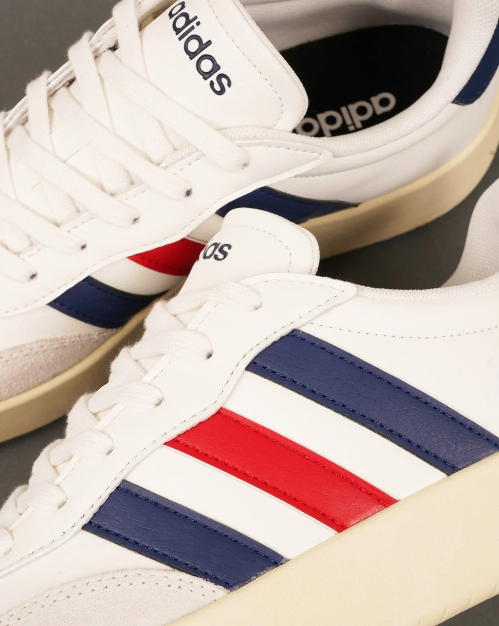 Adidas Barreda Trainers Off White/Navy/Red - Image 3