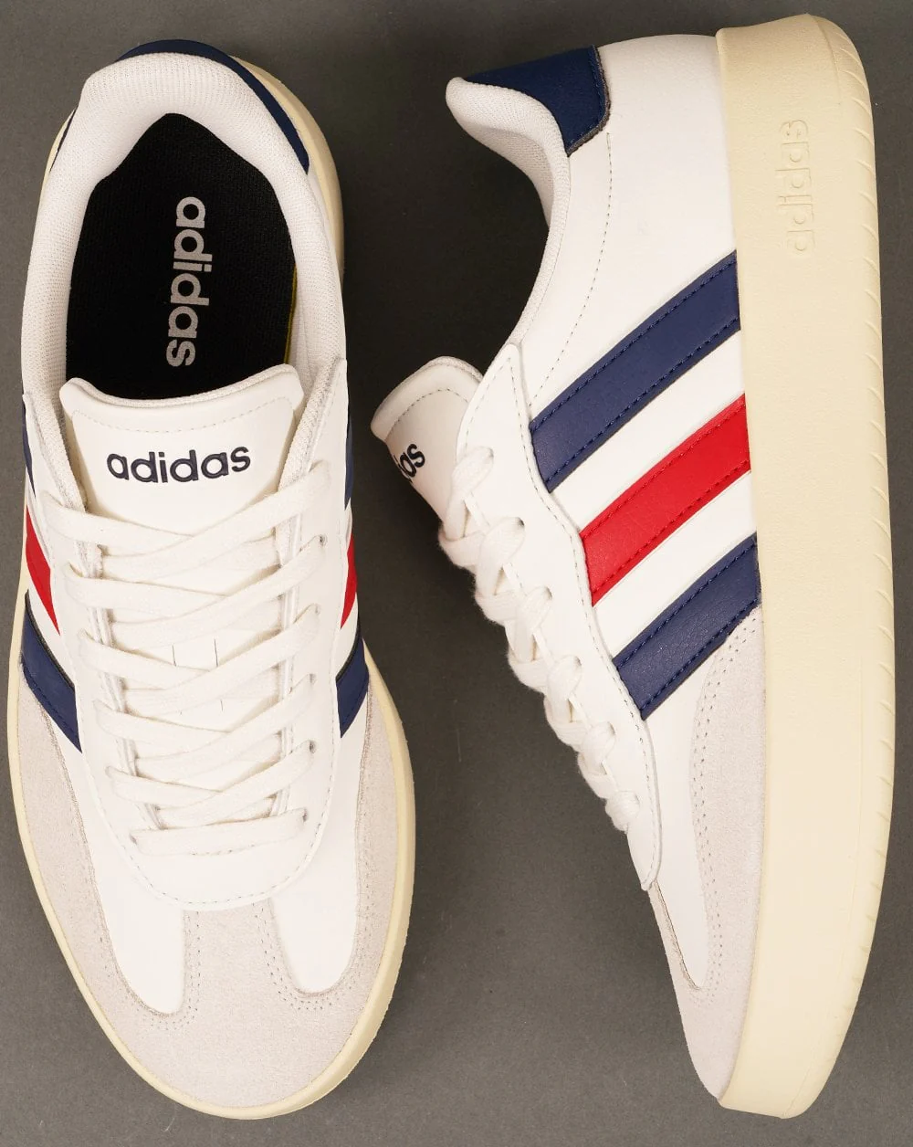 Adidas Barreda Trainers Off White/Navy/Red - Image 4