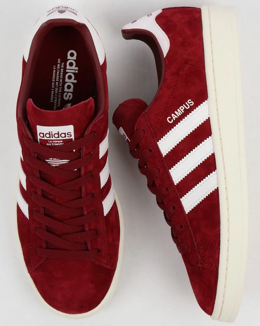 Adidas Campus Trainers Burgundy/White - Image 3