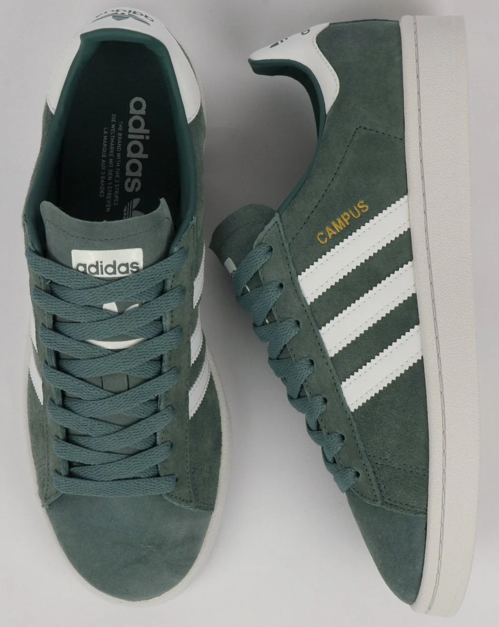 Adidas Campus Trainers Raw Green/White - Image 2