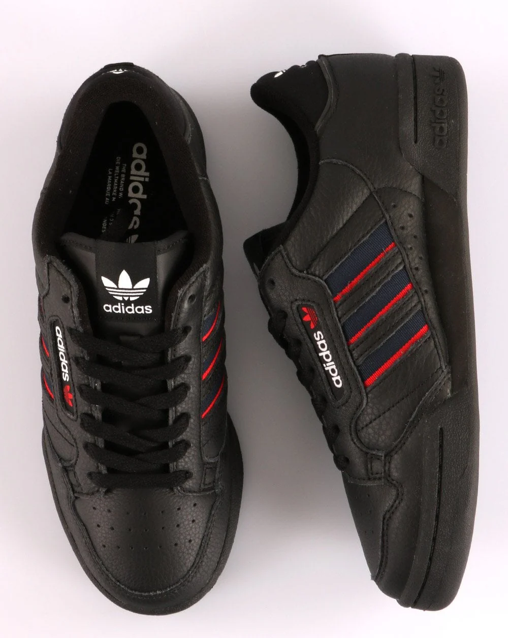 Adidas Continental 80 Stripes Trainers Black/navy/red - Image 4