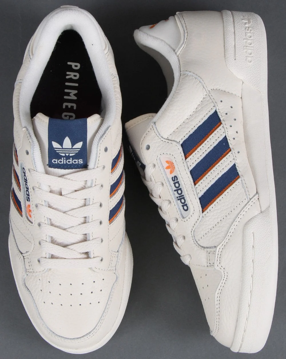 Adidas Continental 80 Stripes Trainers Off White/Navy/Orange - Image 2