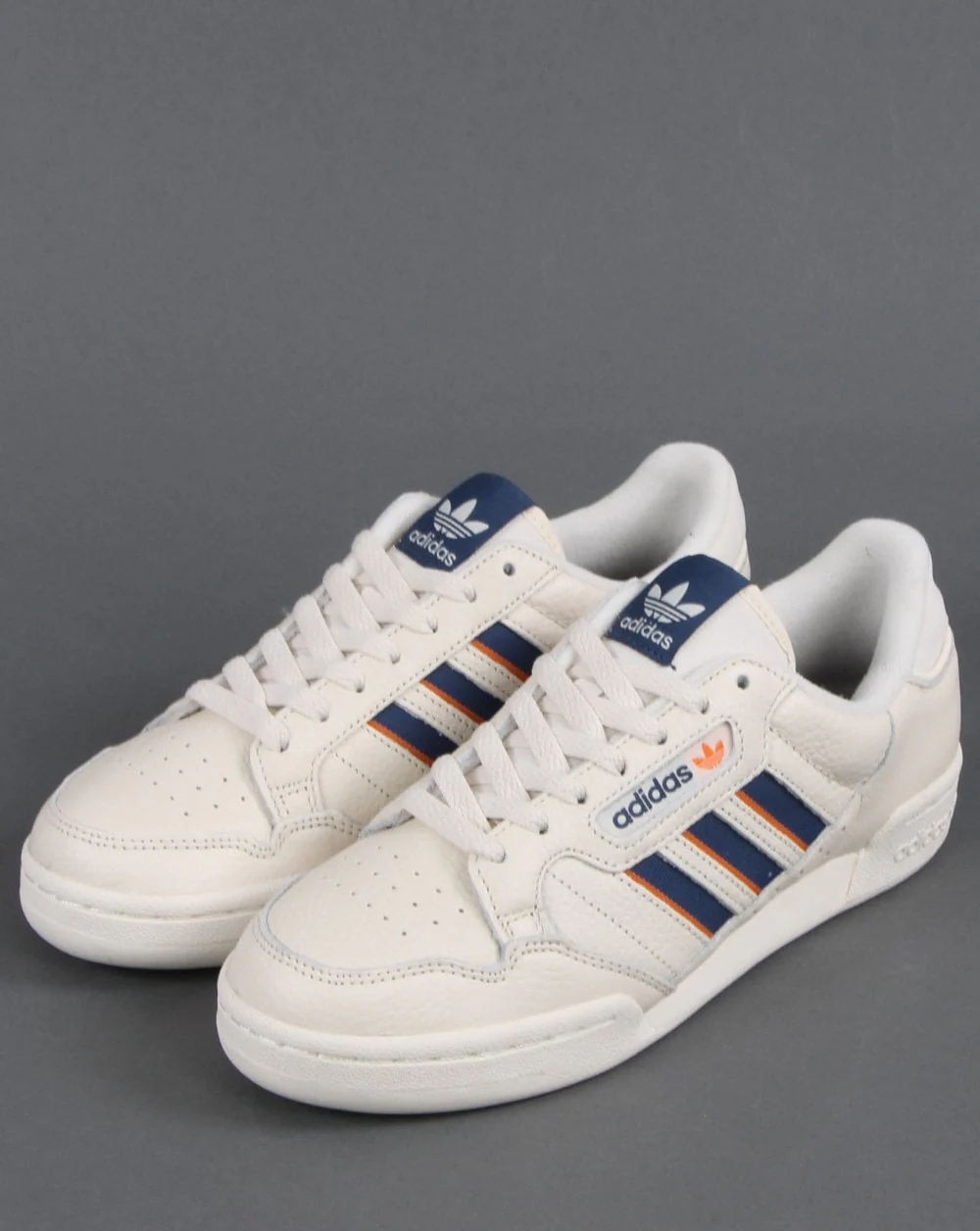 Adidas Continental 80 Stripes Trainers Off White/Navy/Orange - Image 3