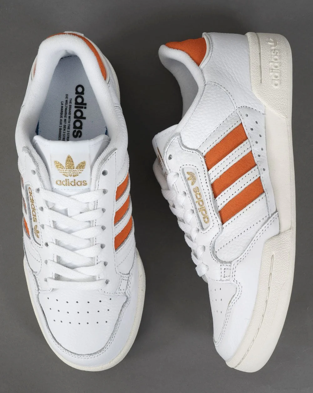 Adidas Continental 80 Stripes Trainers White/Orange - Image 2