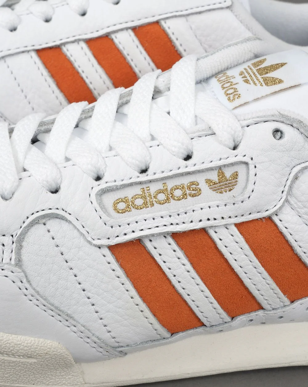Adidas Continental 80 Stripes Trainers White/Orange - Image 4
