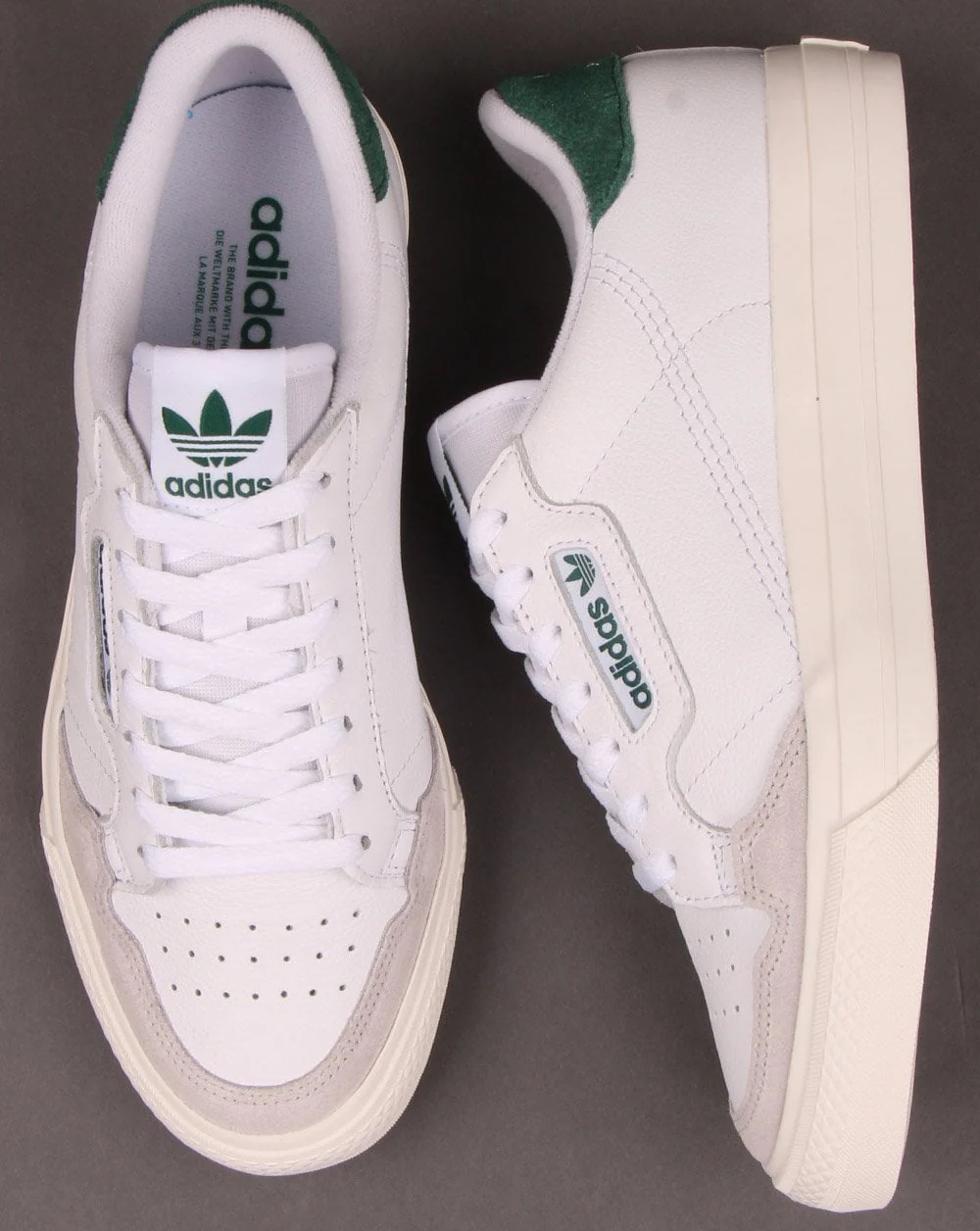 Adidas Continental Vulc Trainers White/Green - Image 2
