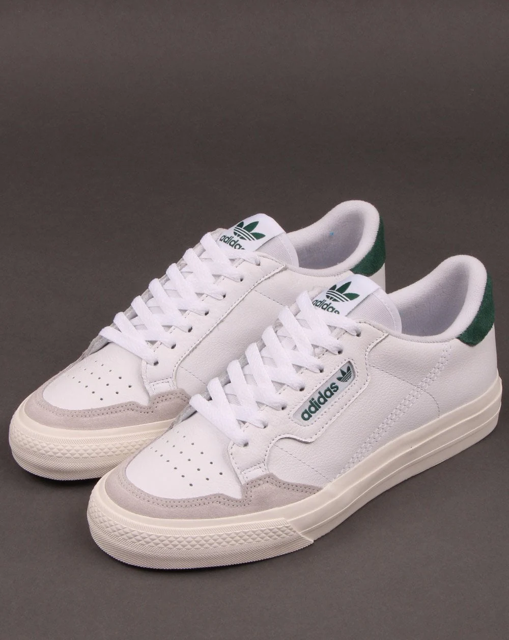 Adidas Continental Vulc Trainers White/Green - Image 3