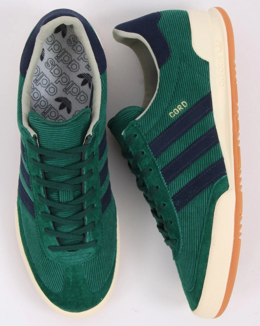 Adidas Cord Trainers Green/Navy - Image 2
