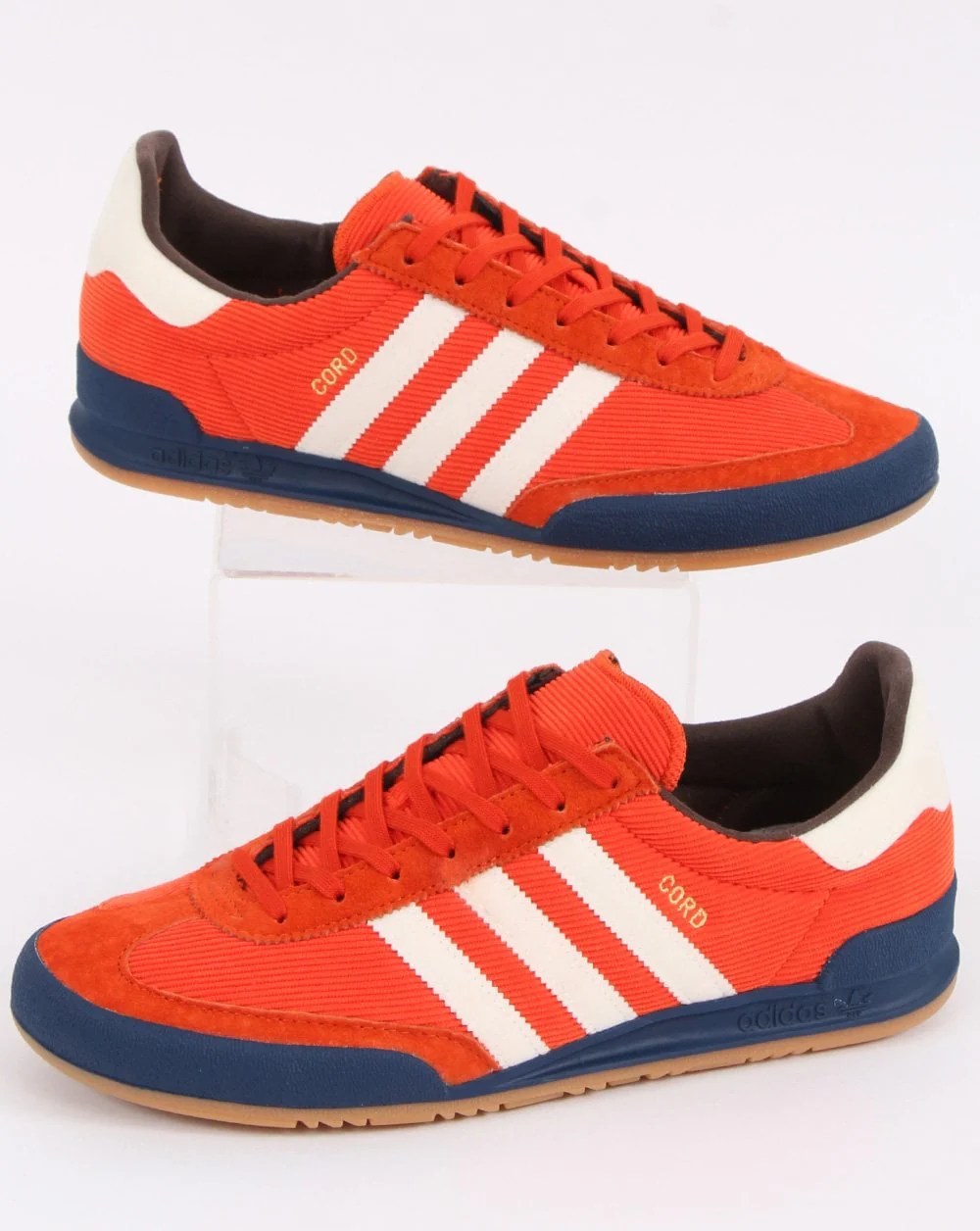Adidas Cord Trainers Orange/Off White - Image 2