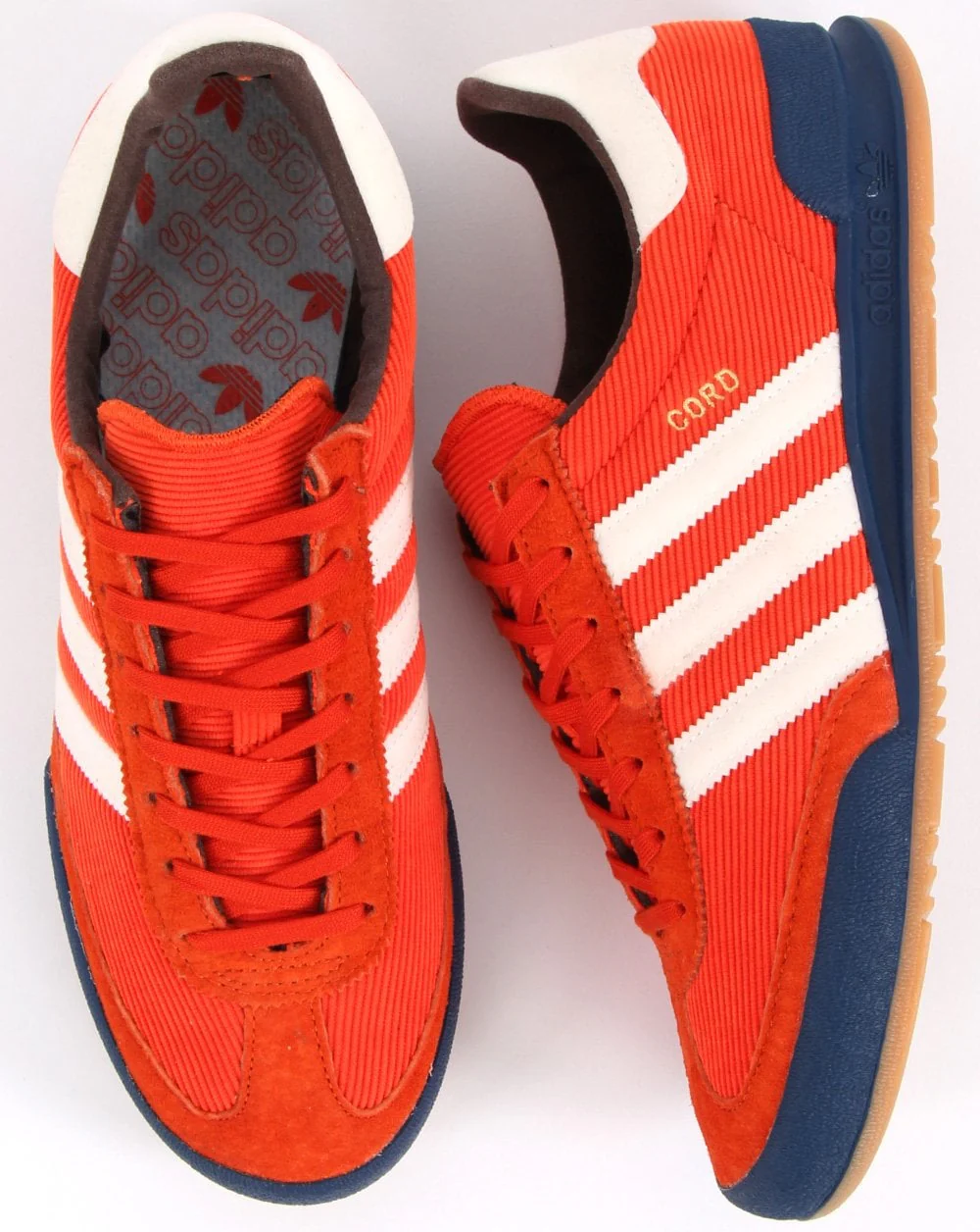 Adidas Cord Trainers Orange/Off White - Image 3