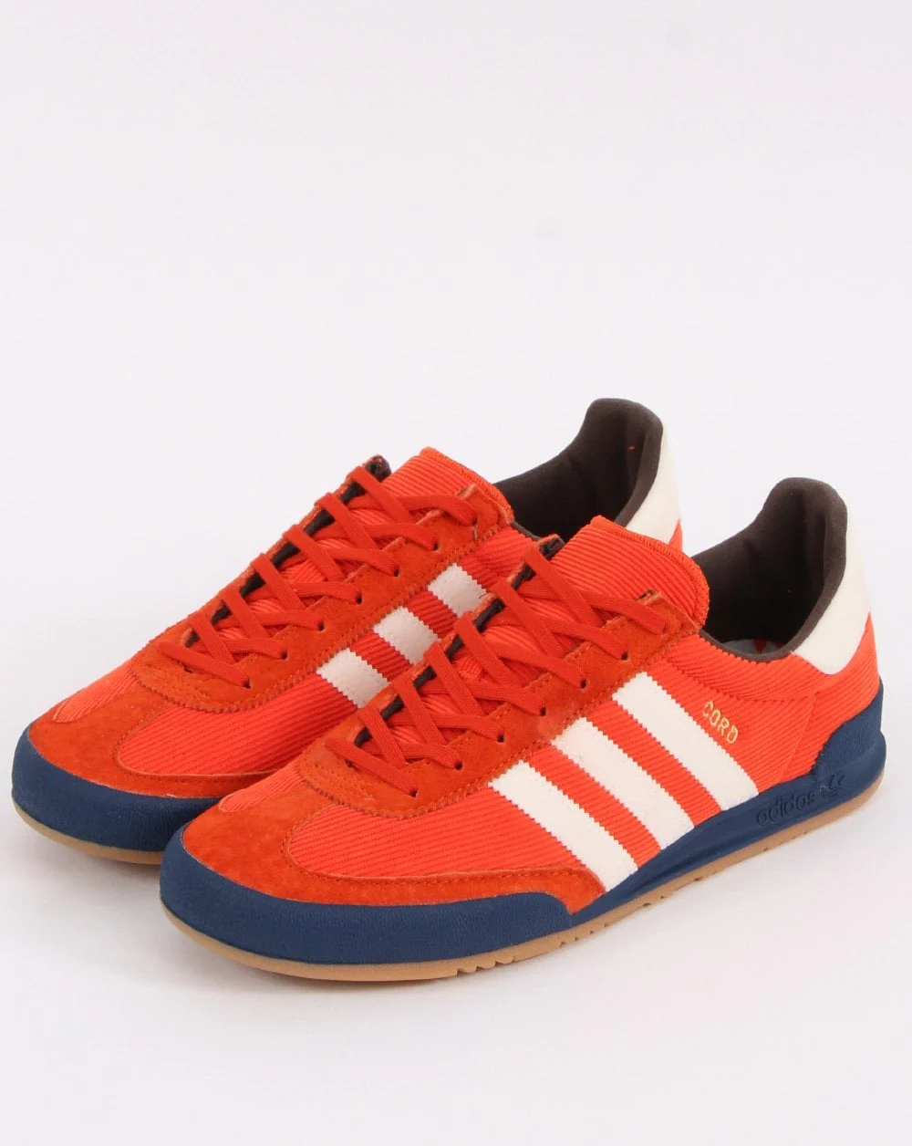 Adidas Cord Trainers Orange/Off White - Image 4