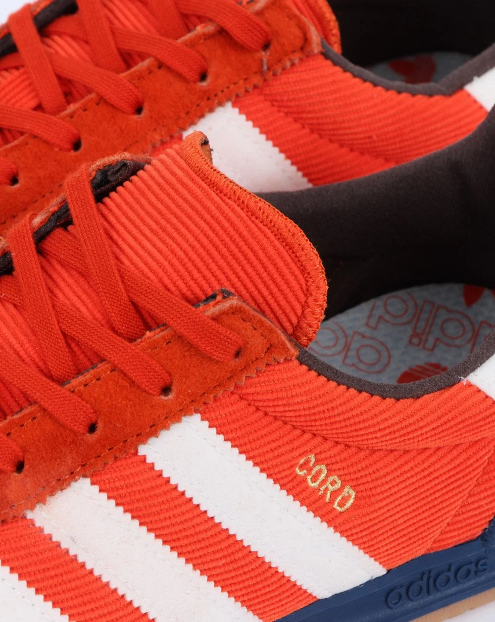 Adidas Cord Trainers Orange/Off White - Image 5