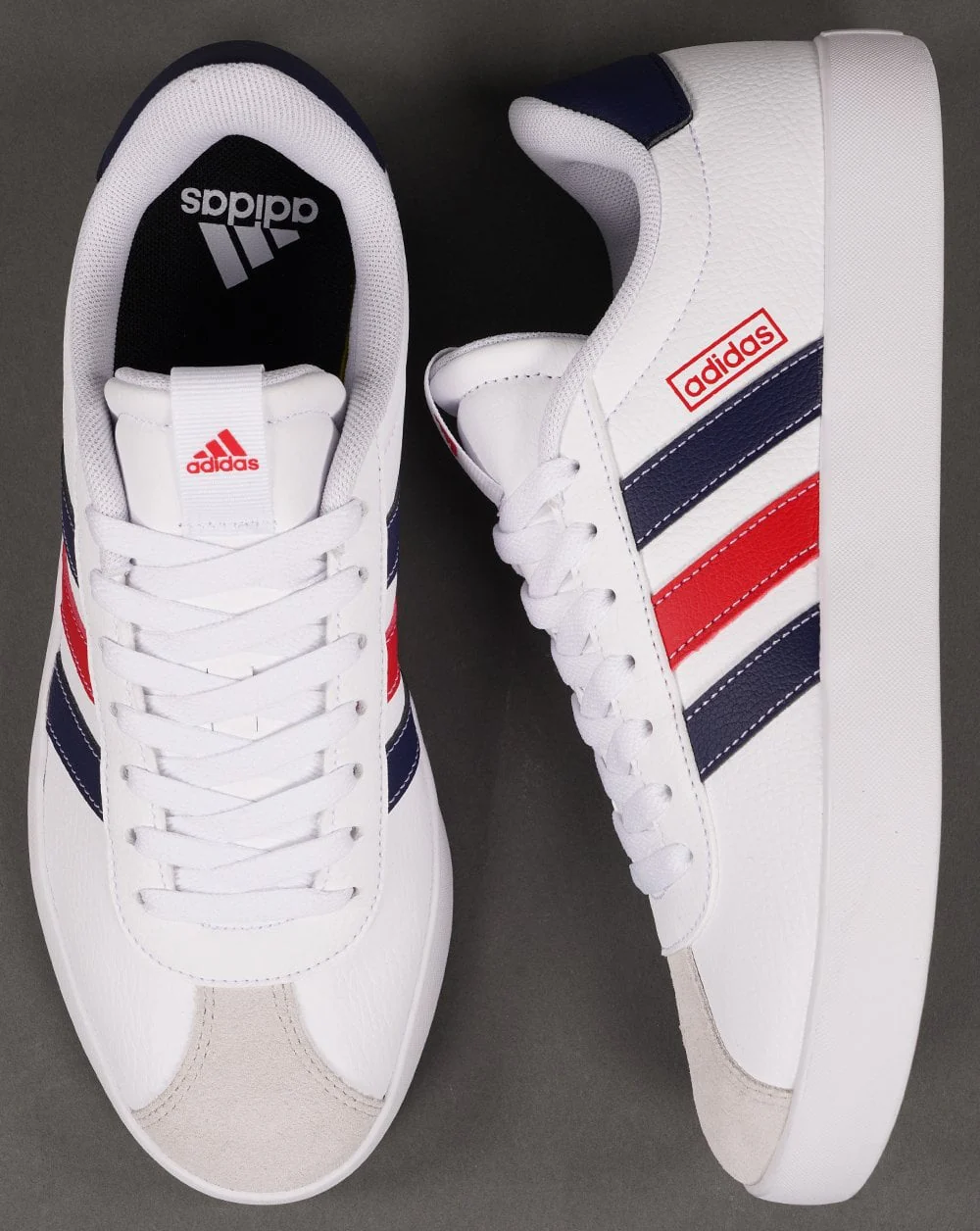 Adidas Court Trainers White Navy Red - Image 2
