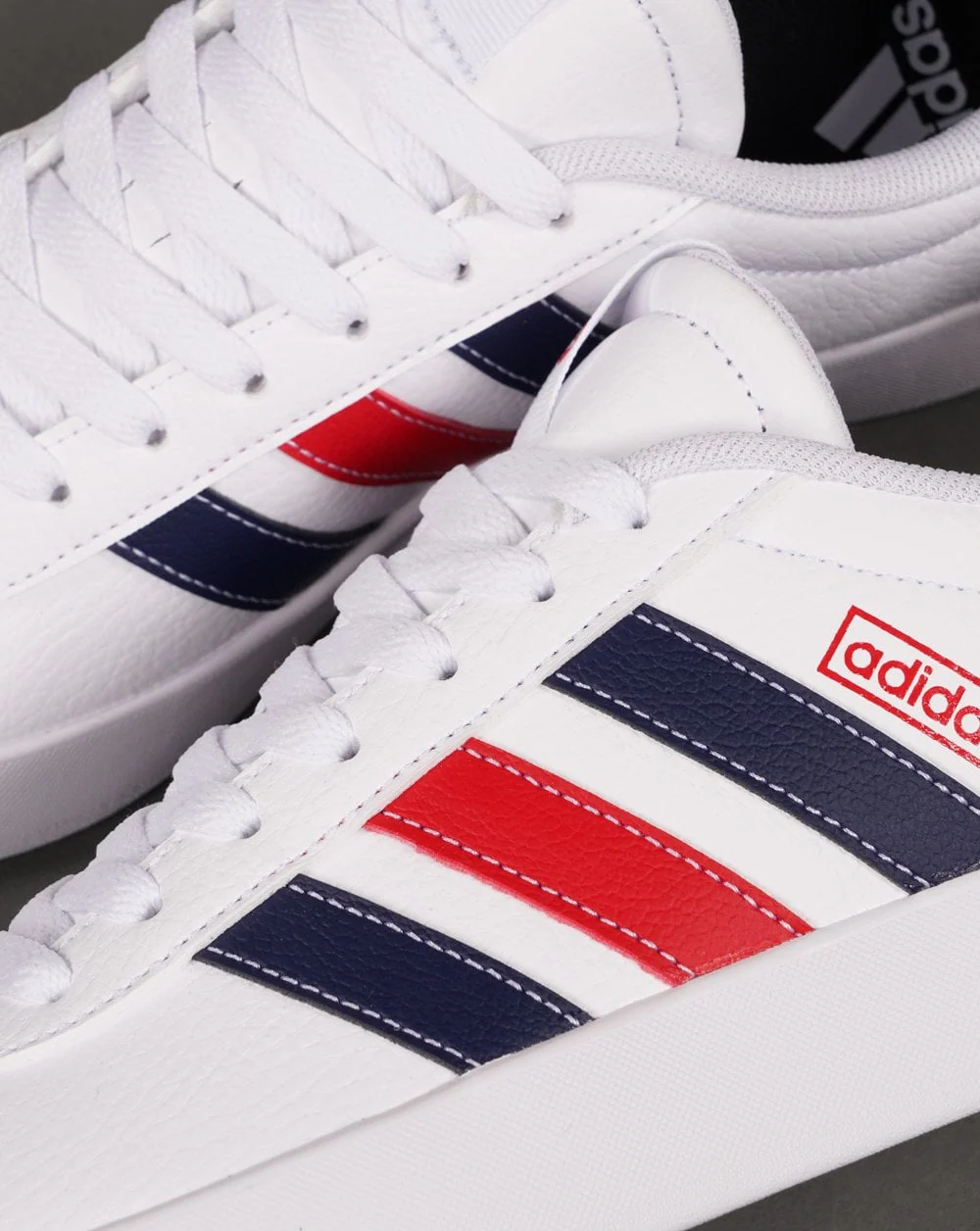 Adidas Court Trainers White Navy Red - Image 4