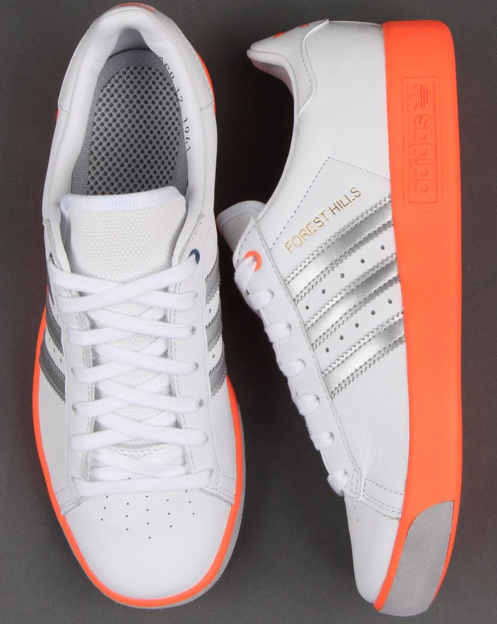 Adidas Forest Hills Trainers White/Silver/Orange - Image 2