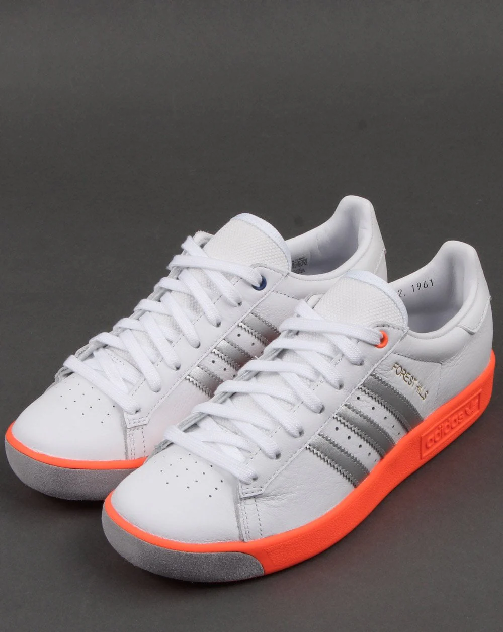 Adidas Forest Hills Trainers White/Silver/Orange - Image 3