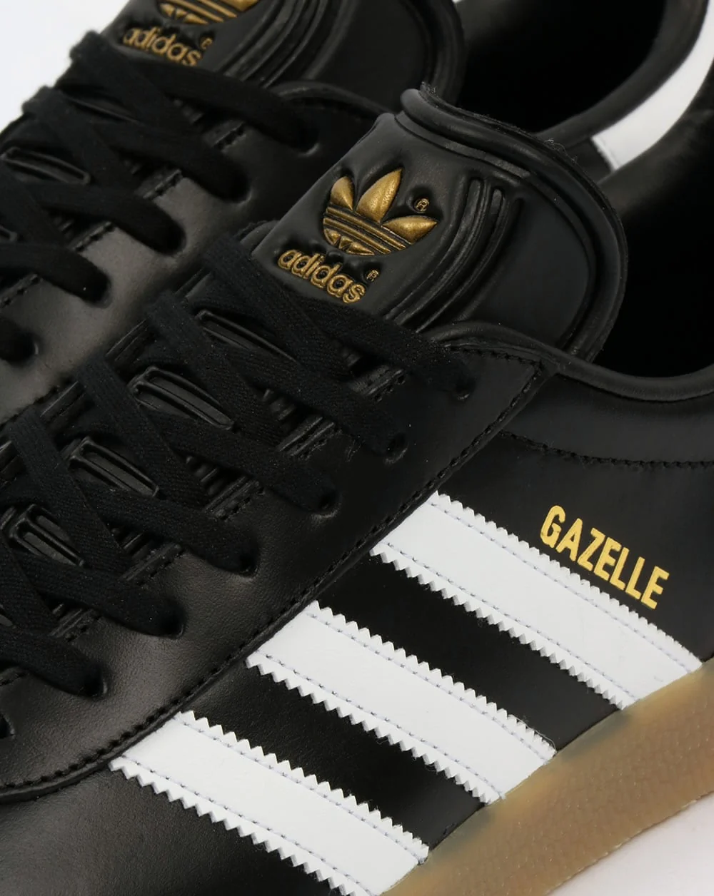 Adidas Gazelle Leather Trainers Black/White Gum - Image 2