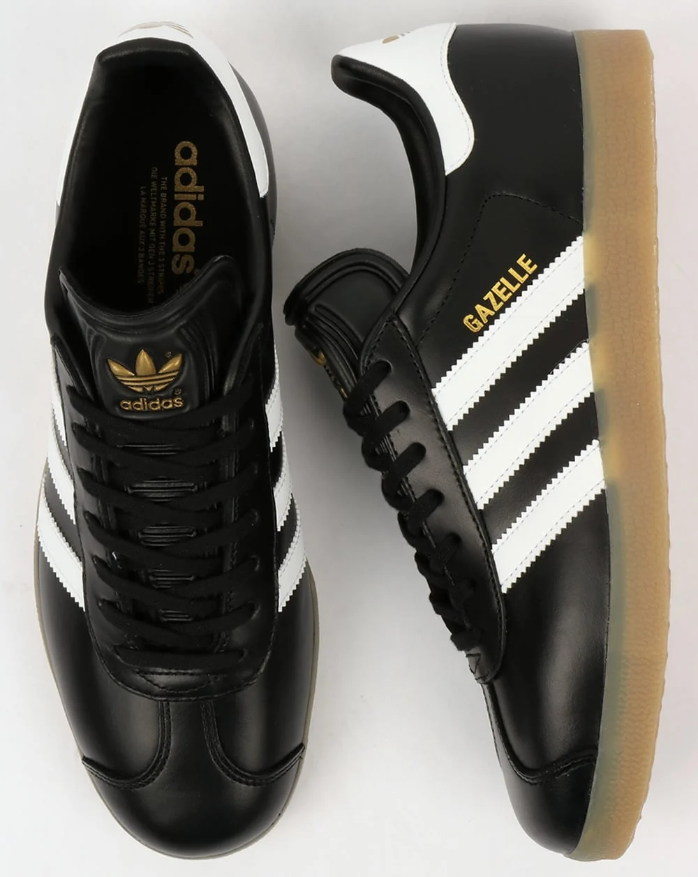 Adidas Gazelle Leather Trainers Black/White Gum - Image 3