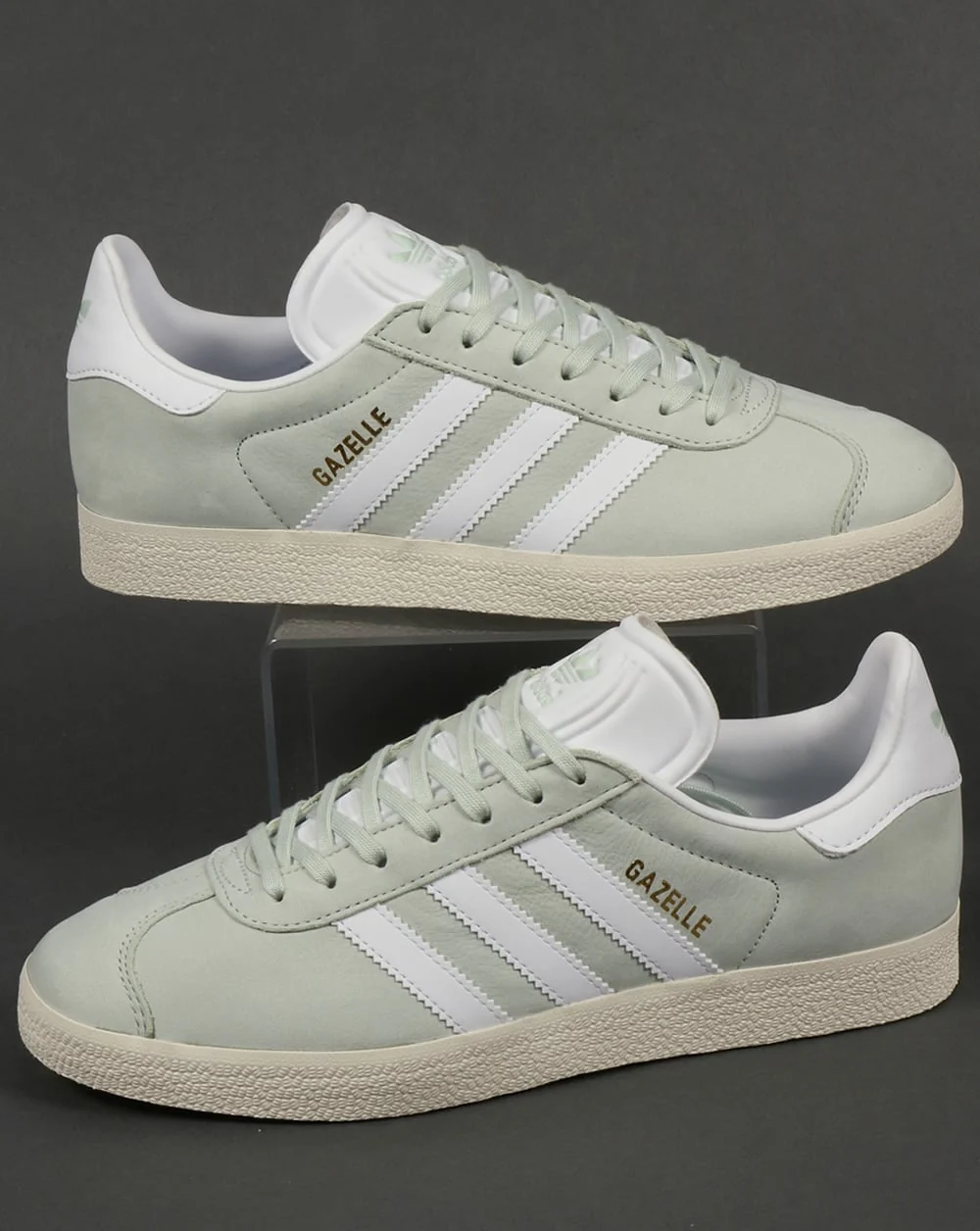 Adidas Gazelle Leather Trainers Linen Green/White