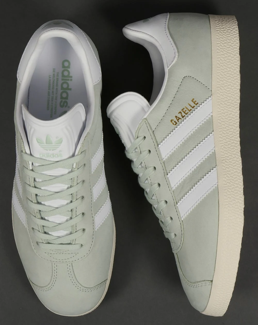 Adidas Gazelle Leather Trainers Linen Green/White - Image 2