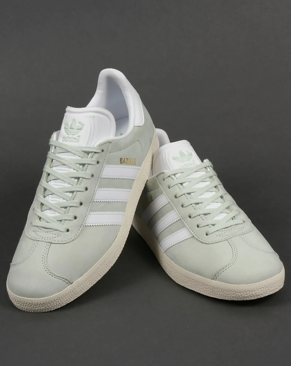 Adidas Gazelle Leather Trainers Linen Green/White - Image 3