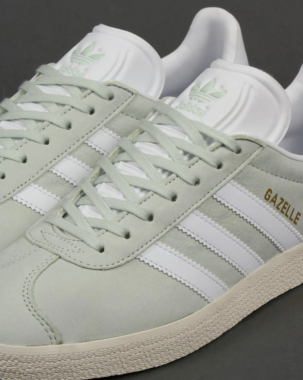 Adidas Gazelle Leather Trainers Linen Green/White - Image 4