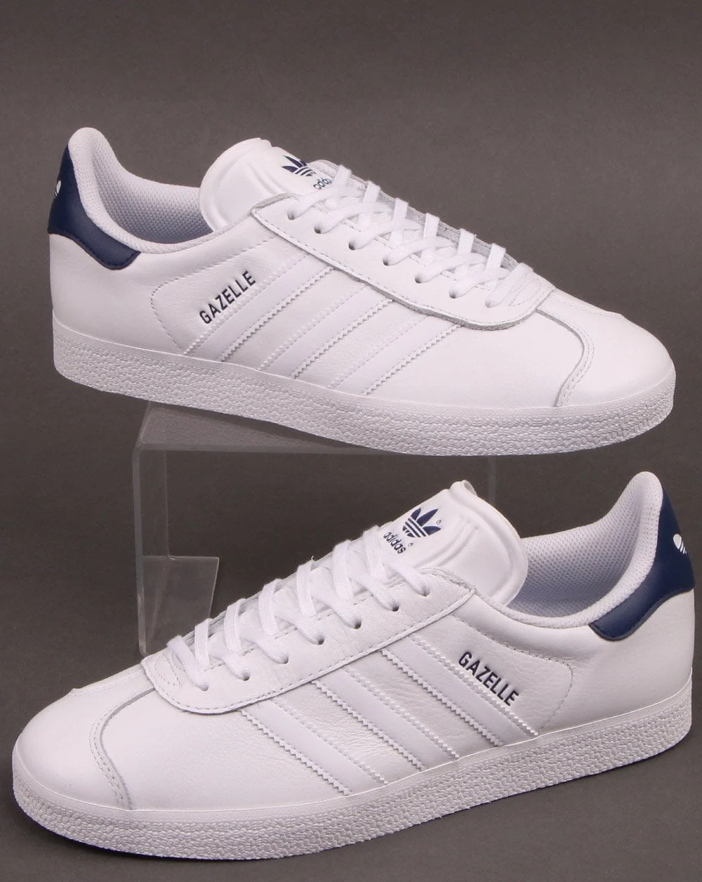 Adidas Gazelle Leather Trainers White/Navy
