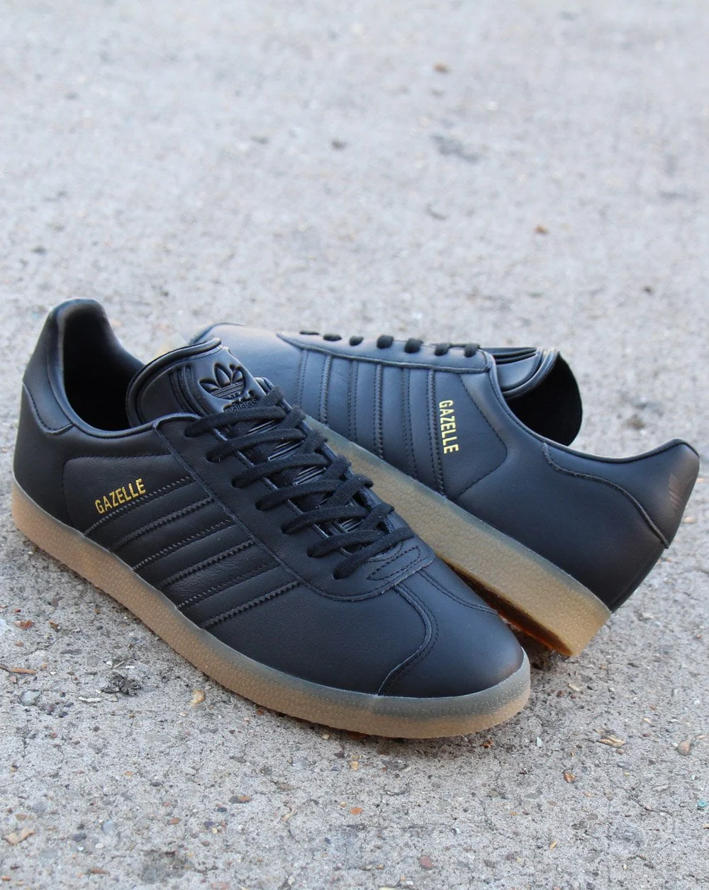 Adidas Gazelle Trainers Black Leather Gum - Image 2