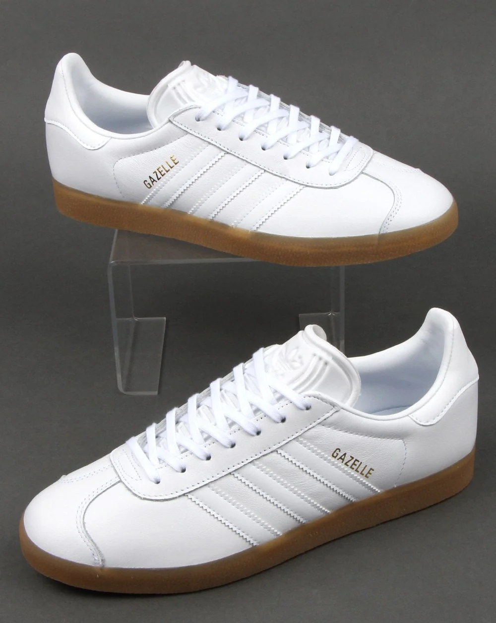 Adidas Gazelle Trainers White Leather - Gum - Image 4