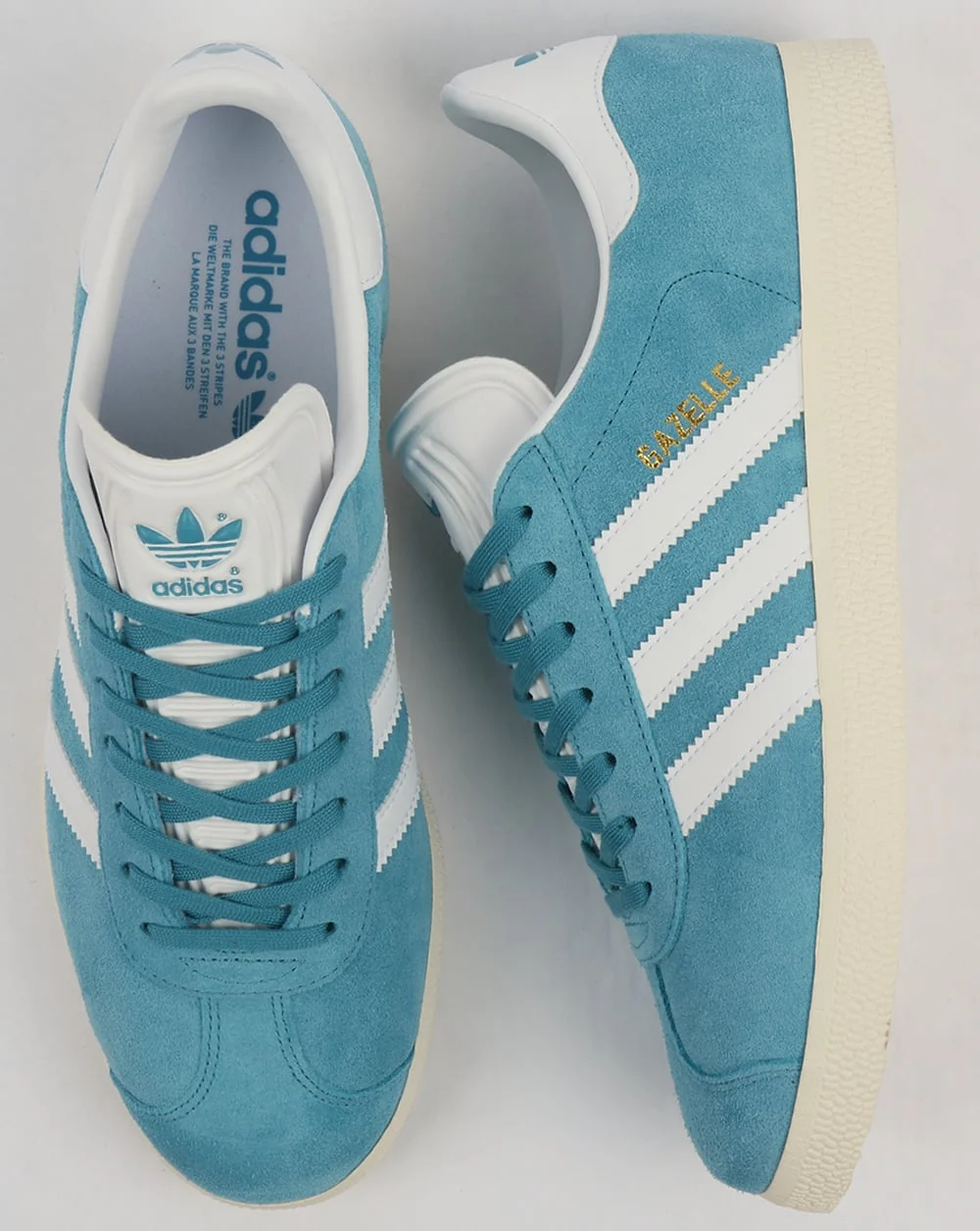 Adidas Gazelle Vintage Trainers Light Blue/White - Image 3