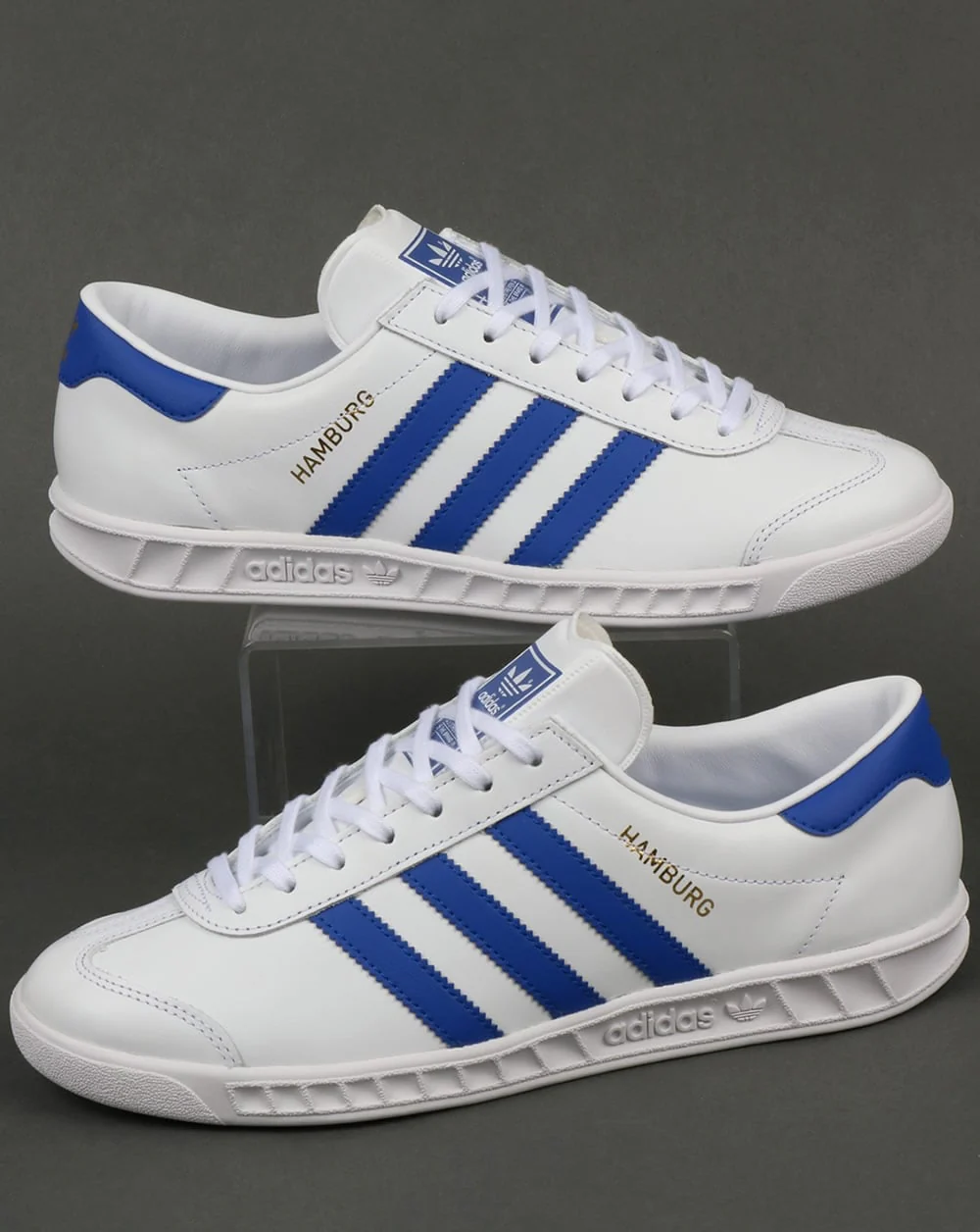 Adidas Hamburg Leather Trainers White/Bold Blue
