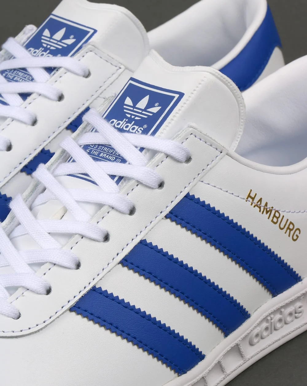 Adidas Hamburg Leather Trainers White/Bold Blue - Image 4